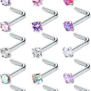 MILACOLATO Hypoallergenic  15Pcs 18G 20G Surgical Stainless Steel Nose Rings
